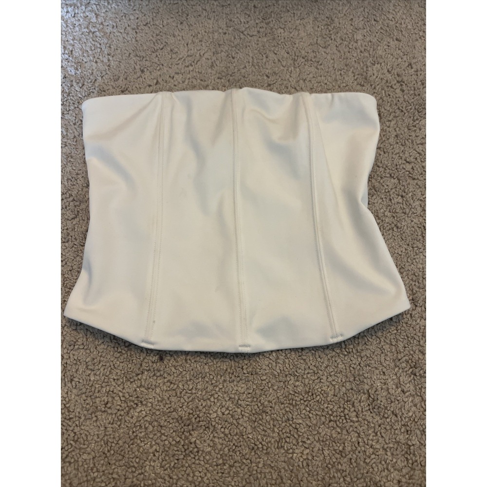 White Fox Women's Strapless Top Corset Bustier Boned White Zipper Size‎ Small